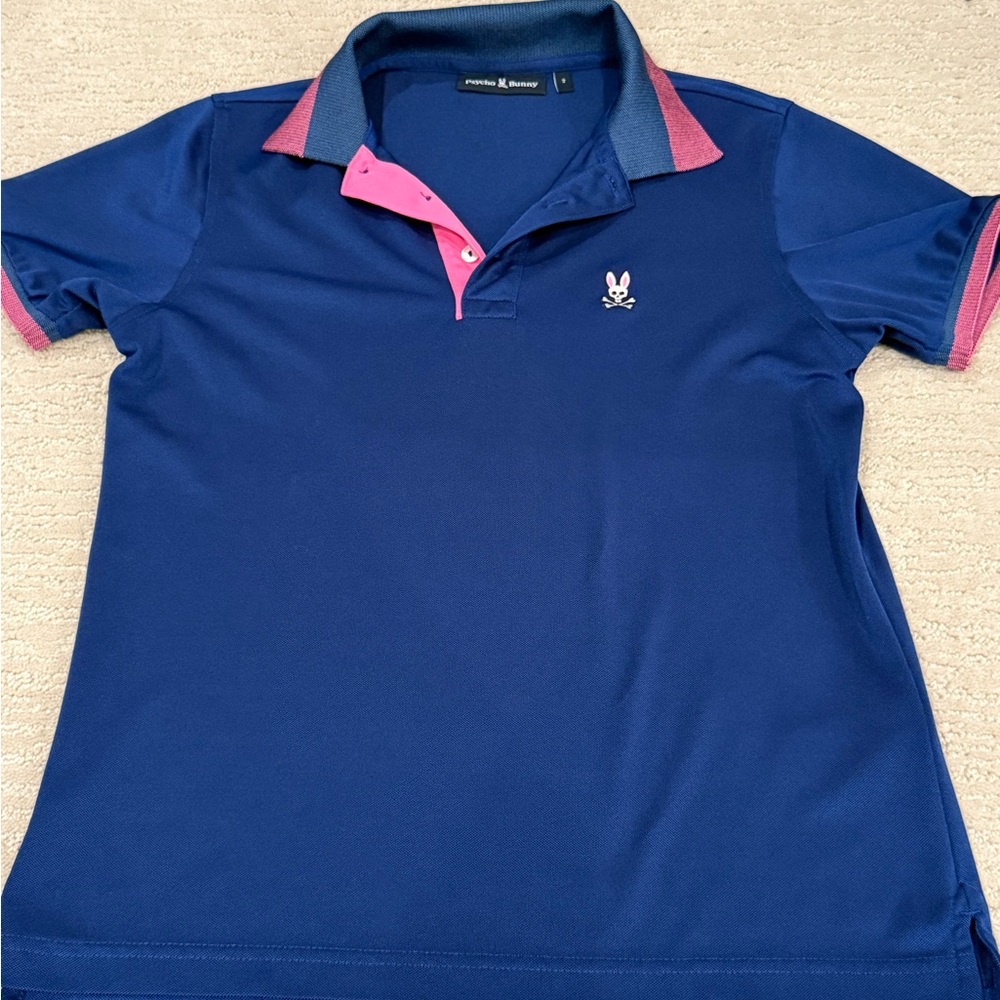 Psycho Bunny Navy Polo with Pink Highlights